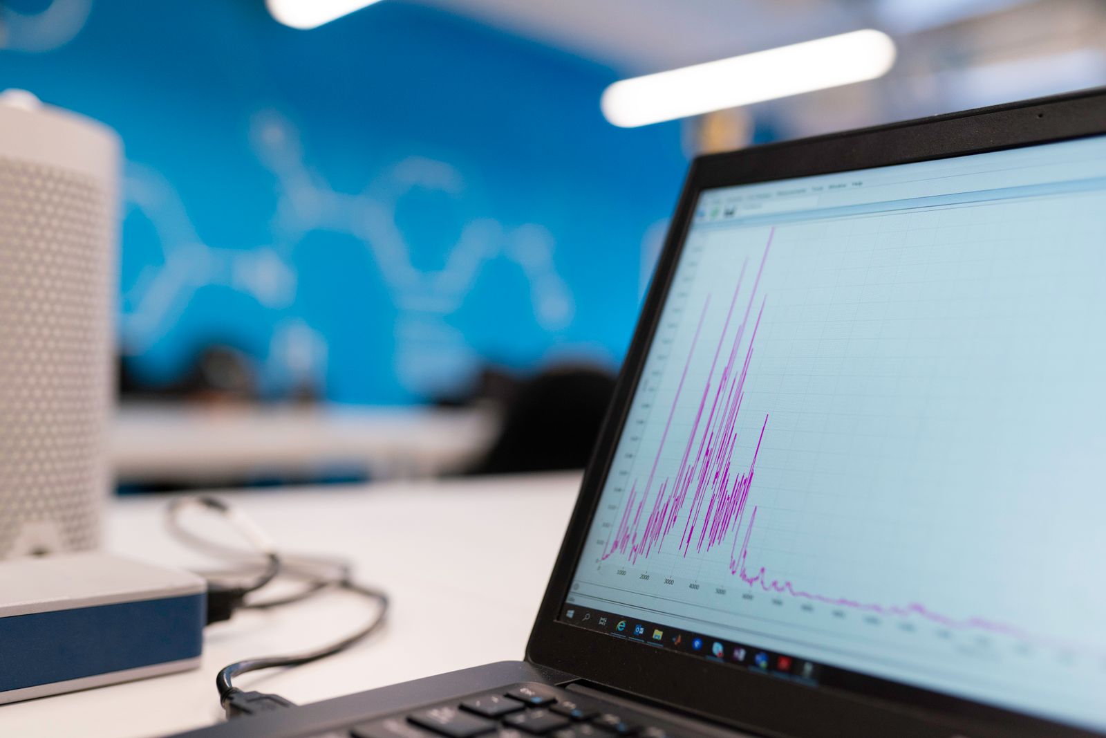 Data charts on a laptop screen